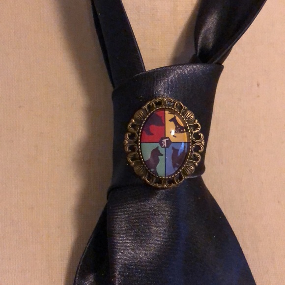 Harry Potter Hogwarts Style Deluxe Tie with Crest Pin - Picture 2 of 4